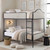 Black metal twin bunk bed with upholstered panels