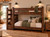 Lodge Full over full Barnwood bunk bed with stairs in dark finish