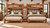 Lodge Barnwood side-by-side Full loft beds in Honey Pine finish with two optional lower beds and shared center ladder.