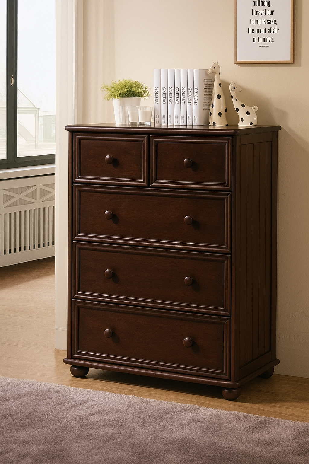 Dillon Beadboard Split 5-Drawer Chest of Drawers - Tall Dresser