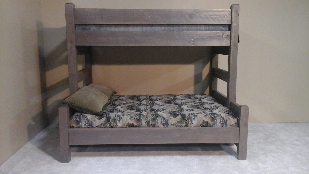 Lodge XL Twin Over Queen Barnwood Bunk Bed | Adult Bunk Beds