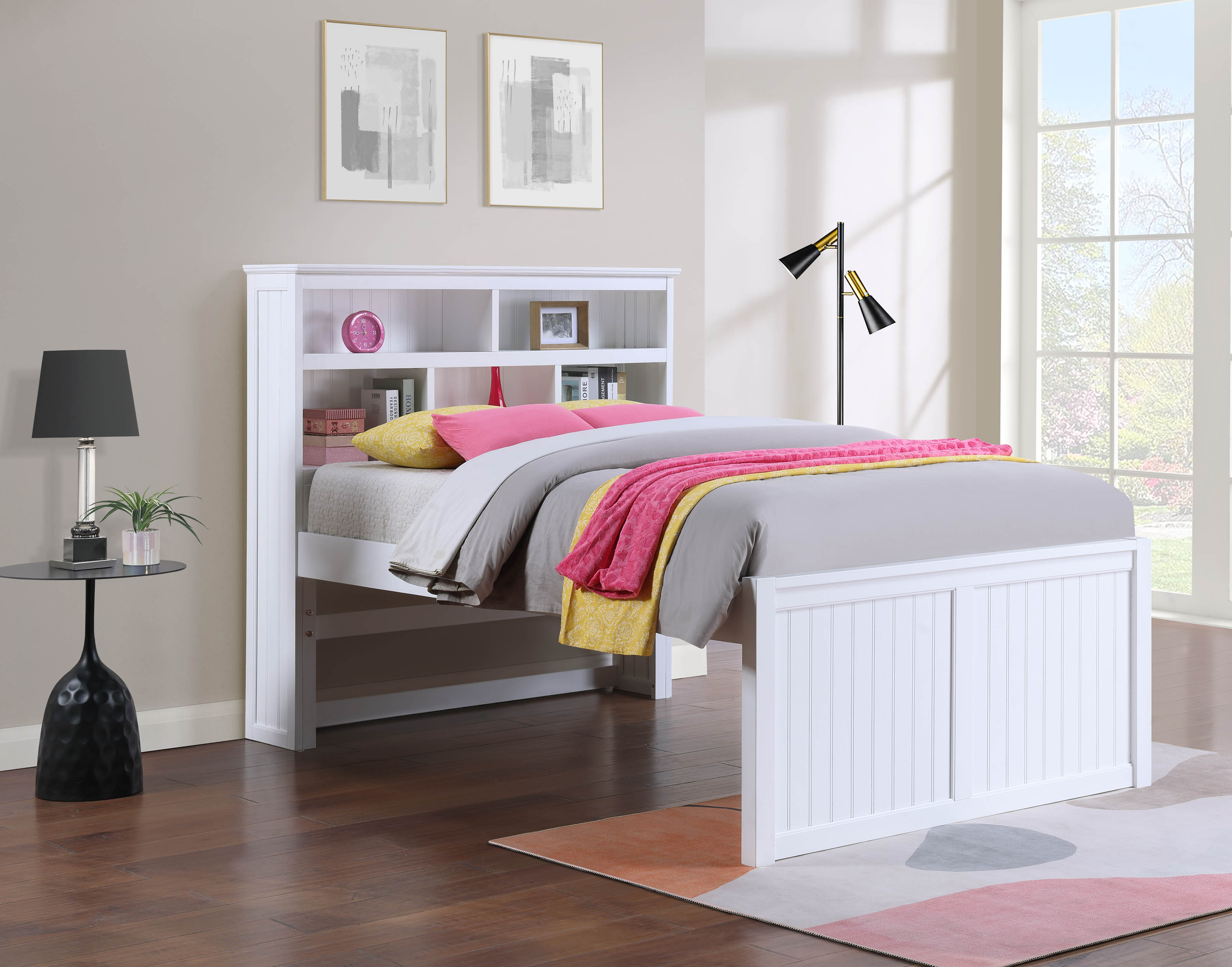CAPHAUS Wood Bookcase Headboard With Storage - Queen Size, Espresso Finish