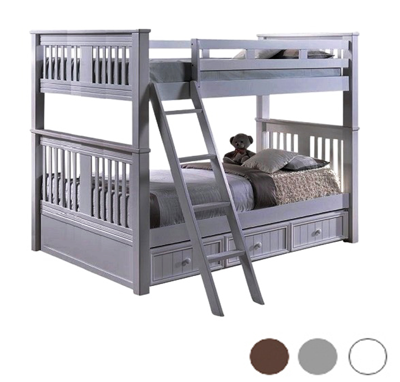 Mission Dual Height Queen Bunk Bed w/ Slanted Ladder