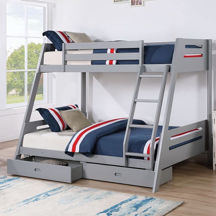 オールド フロッグセット　メイホウ#88ボックス付 Bunk Beds Twin over Twin Stairway + 2 Drawers, White