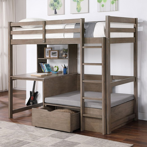 Twin Loft Bed with Workstation Storage Below