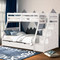 Twin over Full Bunk Bed with Staircase in White