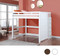 High Queen Loft Bed with Panel in White