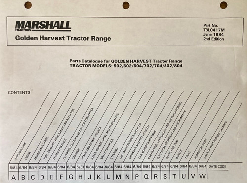 Golden Harvest Parts Book - TBL0417M