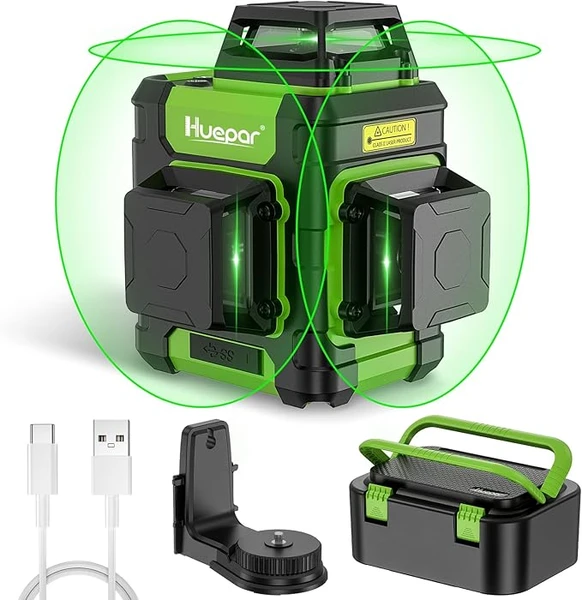 Huepar Laser Level 360 Self Leveling, Rechargeable Green Laser.