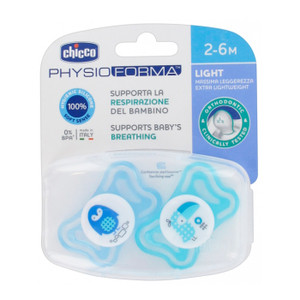 Chicco Pacifier Physio Light Blue 2-6M 2U Chicco Pacifier Physio Light Blue 2-6M 2U