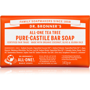 Dr. Bronner's 3-in-1 Tea Tree Pure Castile Bar Soap 140 g Dr. Bronner's 3-in-1 Tea Tree Pure Castile Bar Soap 140 g