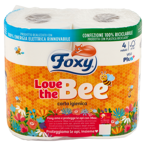 FOXY Toilettenpapier Love The Bee 2-lagig 4 Rollen FOXY Toilettenpapier Love The Bee 2-lagig 4 Rollen
