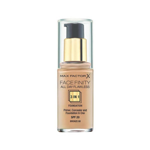Max Factor Facefinity 3 In 1 Primer, Concealer And Foundation Spf20 80 Bronze 30ml Max Factor Facefinity 3 In 1 Primer, Concealer And Foundation Spf20 80 Bronze 30ml