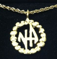 NA Gold plated Nugget Trim Pendant Rope Necklace 7/8 inch