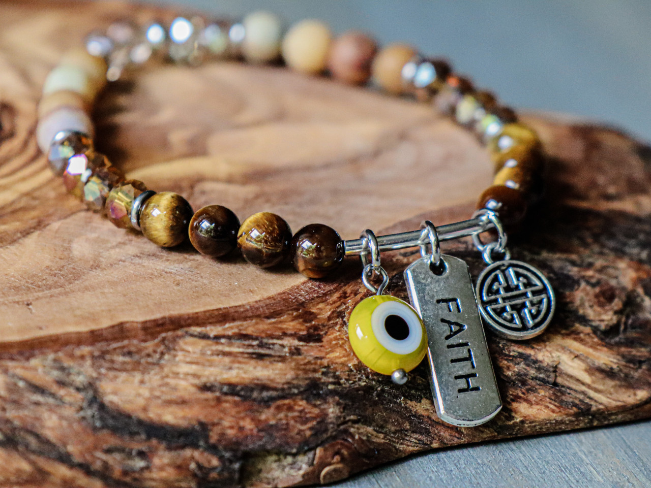 Tiger Eye \u0026 Yellow Evil Eye Bracelet