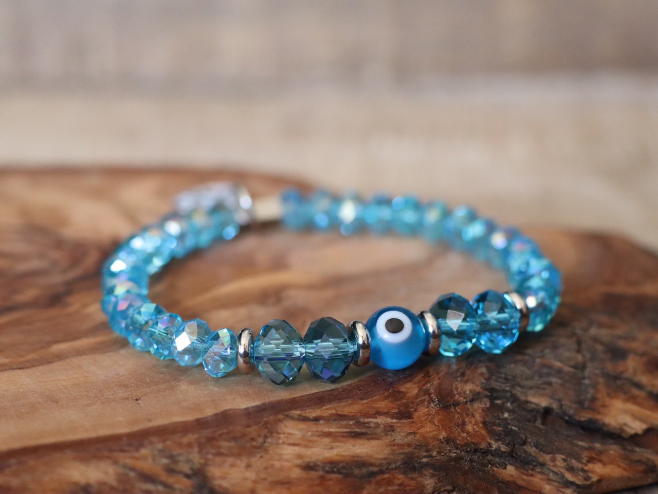 Round Blue Enamel Evil Eye Chain Bracelet – KAJ Fine Jewellery