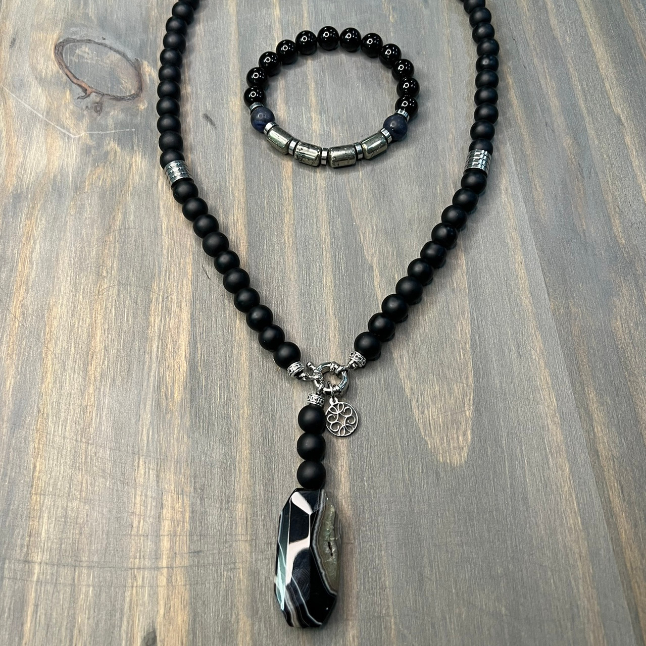 Buy Mens Necklace, Black Onyx Pendant Necklace Set Silver Jewellery Gift  Sets Necklaces for Men Mens Jewelry Gifts Silver Necklace Men Online in  India - Etsy