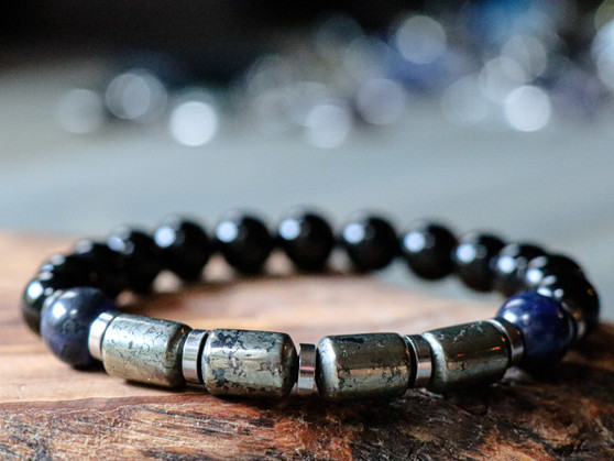 Millionaire Mindset - Pyrite, Sodalite & Onix Bracelet