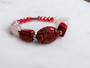 Red jasper with rose quartz bracelet and crystals