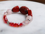 Red jasper with rose quartz bracelet and crystals