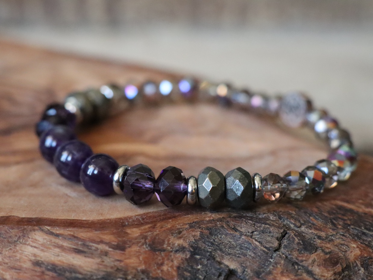 Amethyst Pyrite Bracelet Healing Bracelet Gemstone 