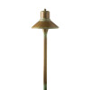 Contemporary flare top pathway light in bronze finish featuring 8-inch conical shade with green patina accent and cylindrical stem design. American-made landscape fixture with flared shade profile ideal for modern property walkway lighting applications 