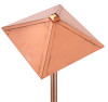 Copper pyramid pathway light with clean geometric lines featuring triangular shade and smooth finish for modern outdoor lighting design. Contemporary landscape fixture with minimalist profile designed for property-grade walkway illumination 