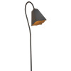 Contemporary gooseneck pathway light featuring dark bronze finish with copper interior accent designed for modern landscape applications. American-made fixture with curved stem and conical shade ideal for property walkway illumination 