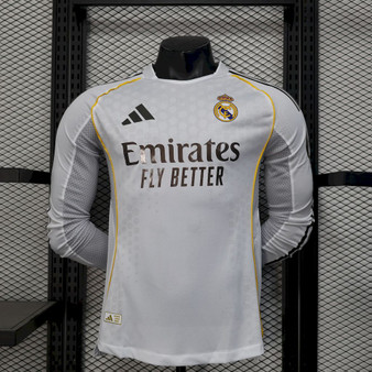 Long Sleeve Player Version Real Madrid  25/26 Home Jersey