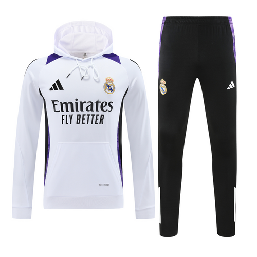 Real Madrid White Hoodie Track Suit