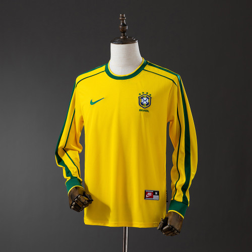 Retro Brazil 1998 Long Sleeve Home Jersey