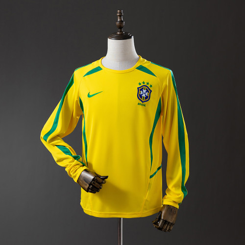 Retro Brazil 2002 Long Sleeve Home Jersey