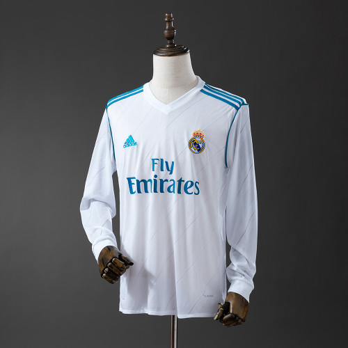 Retro Real Madrid 17/18 Long Sleeve Home Jersey