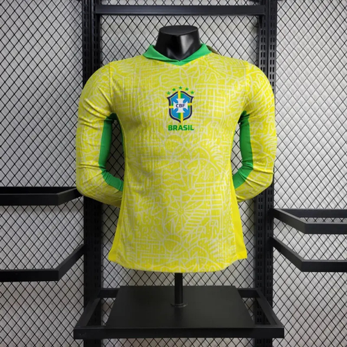 Long Sleeve Player Version Brazil Home 2024 Jersey