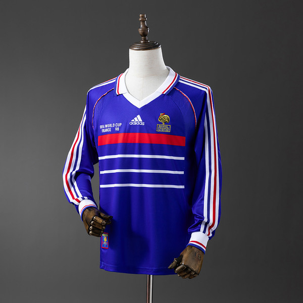 Retro France 1998 Long Sleeve Home Jersey