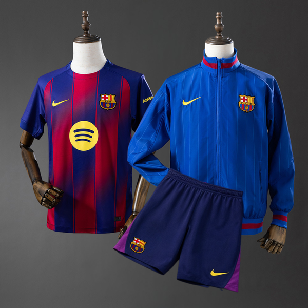 FC Barcelona 25/26 Home Kit Bundle (Jersey + Jacket + Shorts)