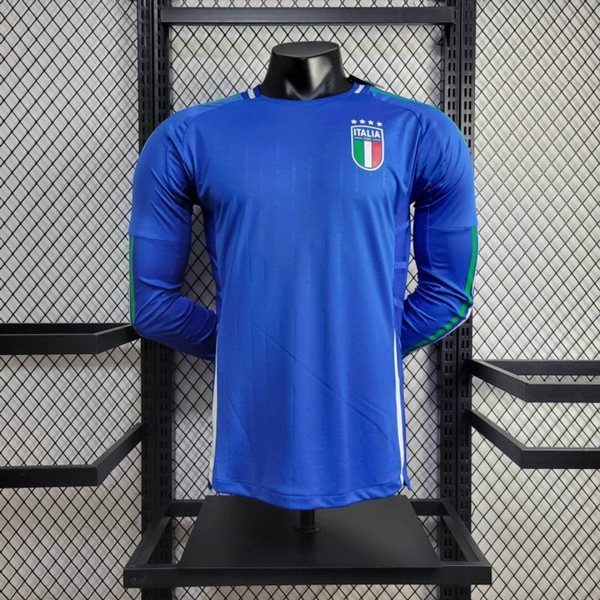 Long Sleeve Player Version Italy Euro Home 2024 Jersey