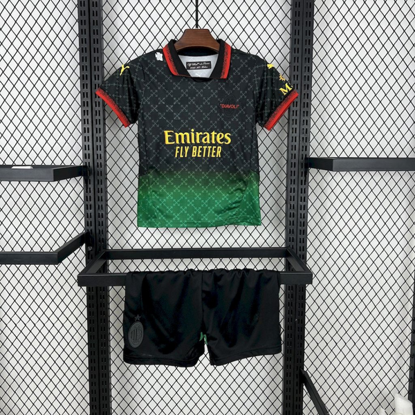 Kids A.C. Milan 2024/25 Black OFFXWHITE Jersey