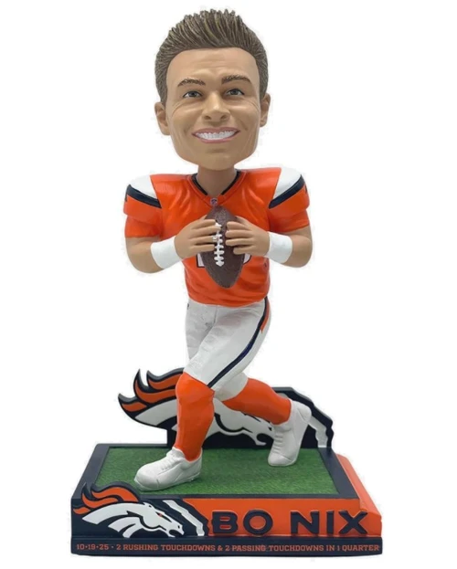 Bo Nix (Denver Broncos) 2 Ruh & 2 Pass TD's in One Quarter NFL Bobblehead