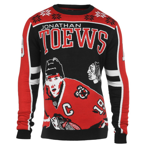 Men's Chicago Blackhawks Klew Black Patches Ugly Sweater