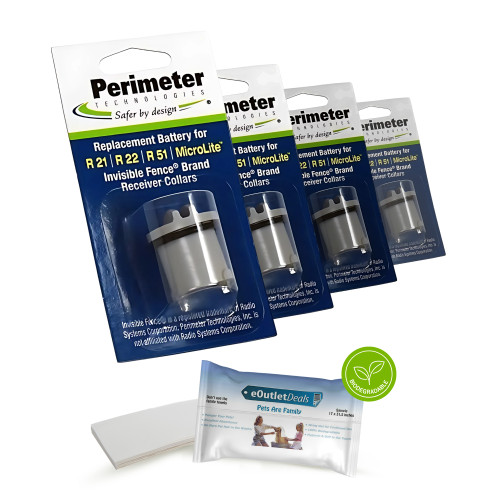 Invisible Fence Collar Battery - Brand Compatible - Bonus eOutletDeals Pet Towel - 4 Pack 