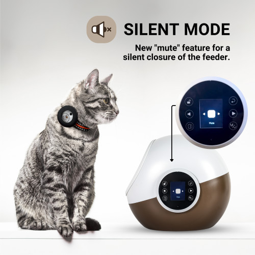 FurBabyFeeder® Automatic Microchip Pet Feeder - Sphere- Coffee - Mute