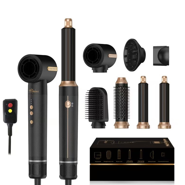 Hot Air Styling Brush 7 in 1, Powerful 110, 000RPM Blow Dryer Brush with Air Curler for Hair, Brush Blow Dryer with Diffuser, Ionic Hot Air Brush Fast Dry, Volumize, Curls, Straight, Hair Styling Tools
