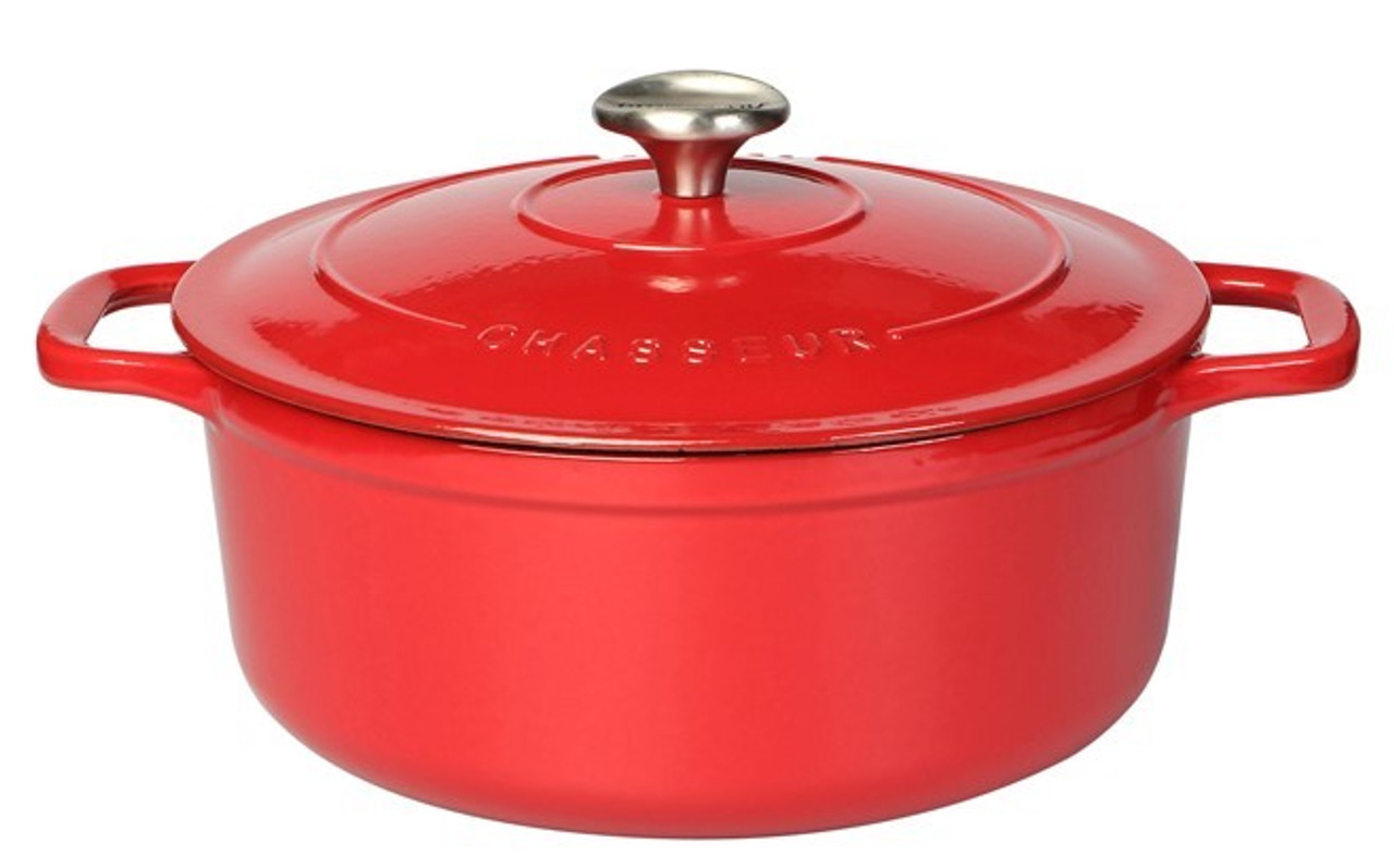 Chasseur 26cm Cast Iron Casserole Dish Lid 5.2L Chilli Red