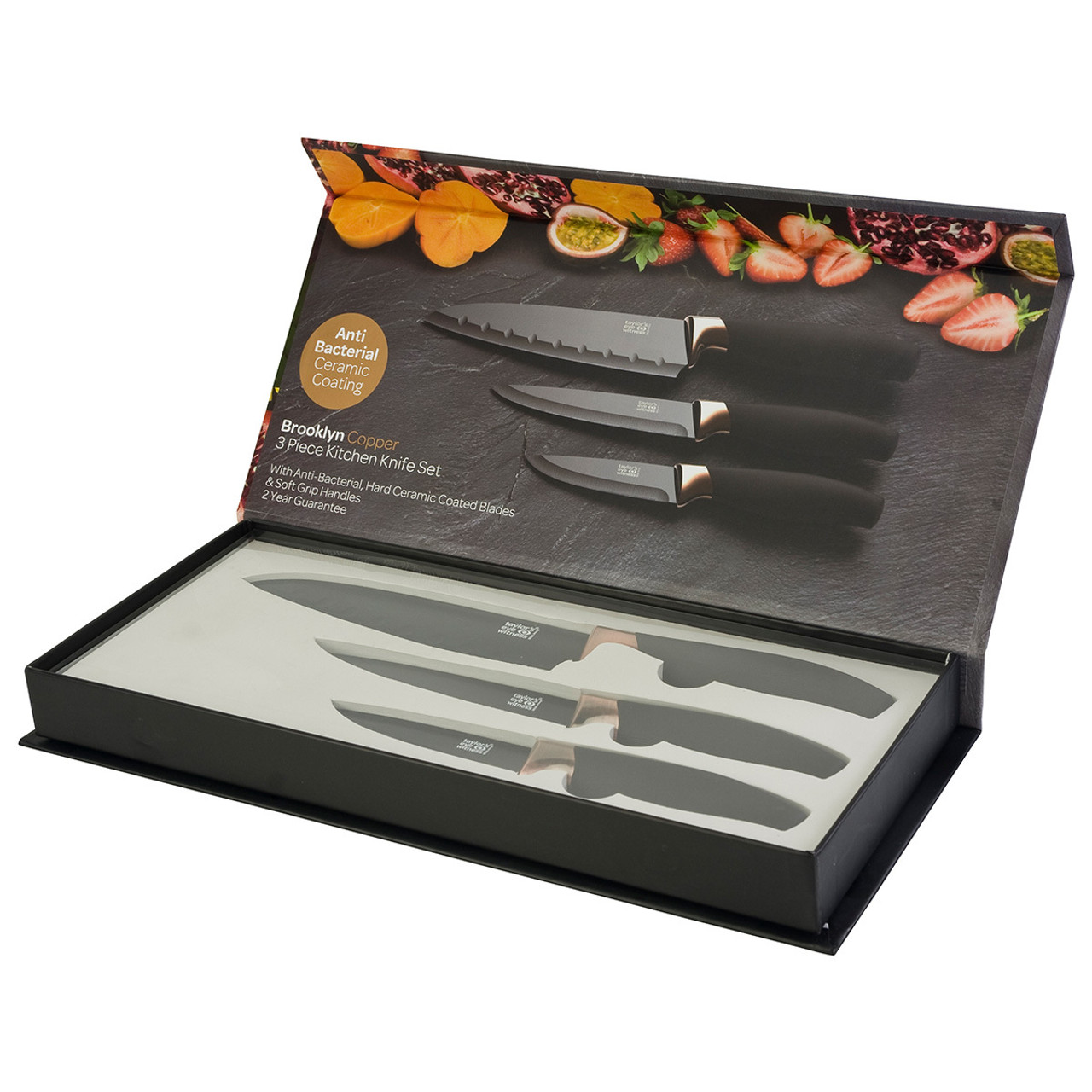 Taylors Eye Witness Brooklyn Copper 5 Piece Kitchen Knife Block Set -  Bakewell Cookshop