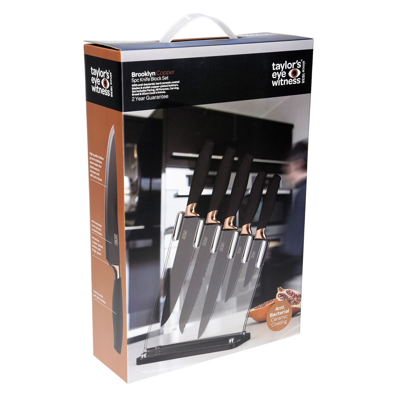 New in 💕 Price: ¢ 550 5pc Kitchen Knife Set & Block - Brooklyn by Taylors  Eye Witness. Rose Gold Coloured Bolsters, Finely Ground Razor …