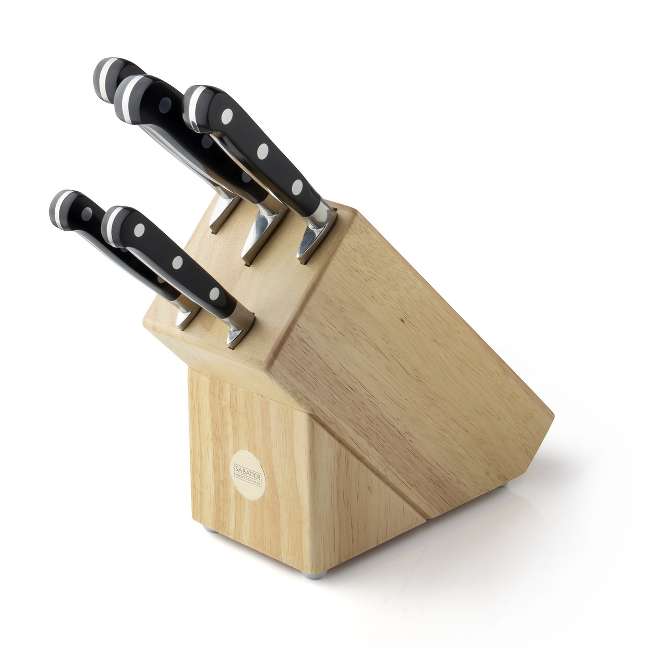 Sabatier Professional 5 Piece Traditional Rubberwood Knife Block Set Bakewell