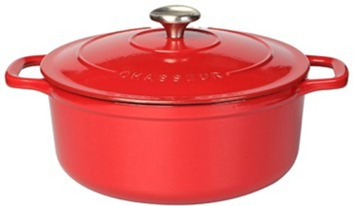 Chasseur 28cm Cast Iron Casserole Dish & Lid 6.3L - Chilli Red