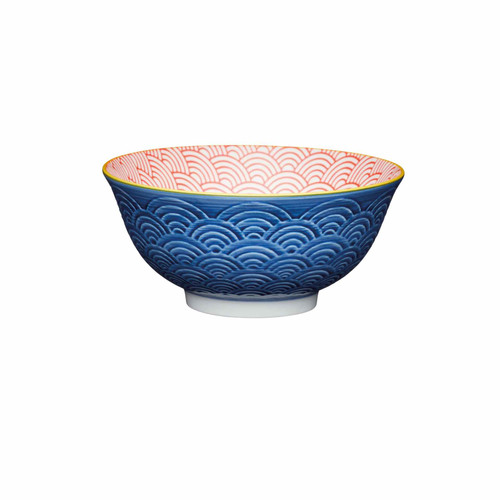 KitchenCraft Blue Arched Pattern Ceramic Bowl