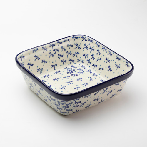 Polish Pottery 20cm Square Lasagne Oven Serving Dish - Dragonfly Polish Pottery 20cm Square Lasagne Oven Serving Dish - Dragonfly